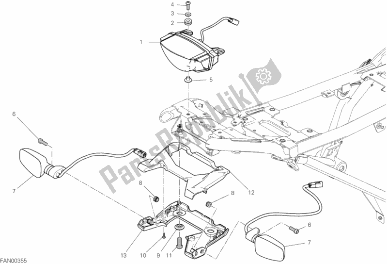 All parts for the Taillight of the Ducati Scrambler Flat Track Thailand 803 2020